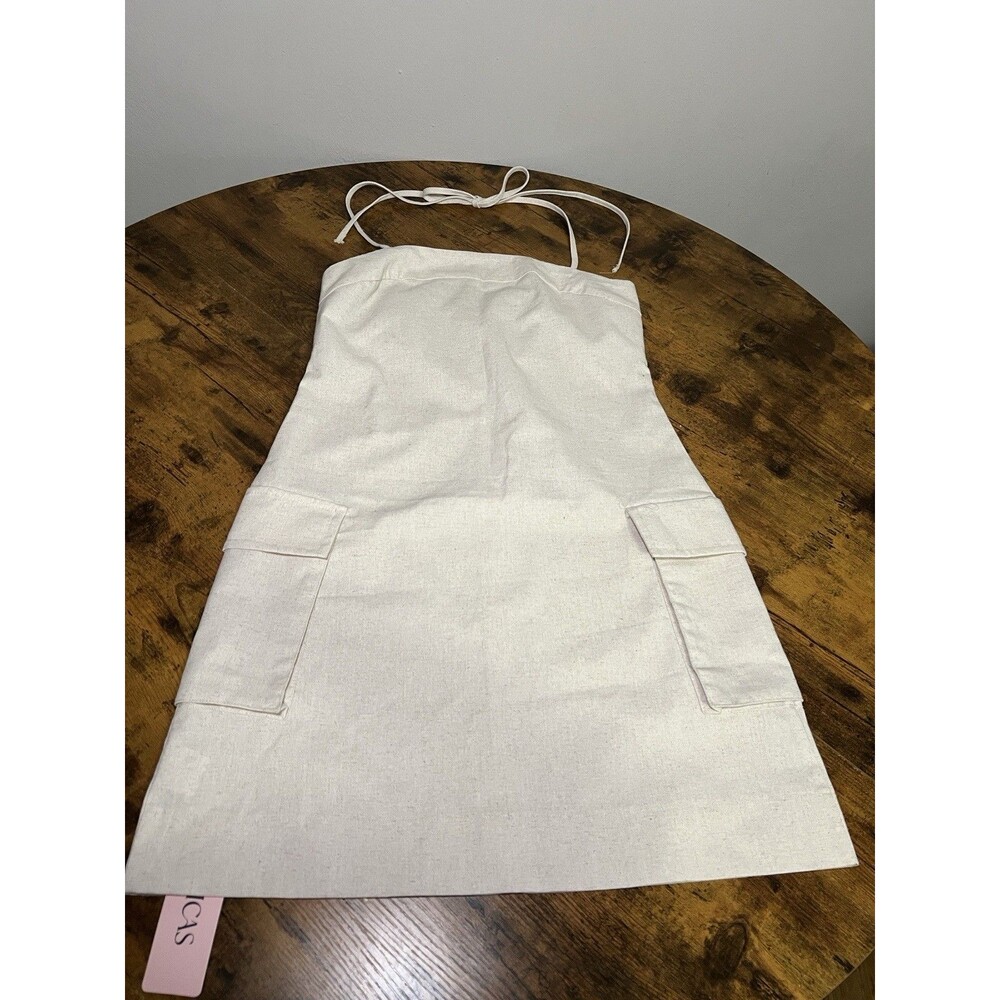 MICAS Dress Strapless Beige Mini Dress Small